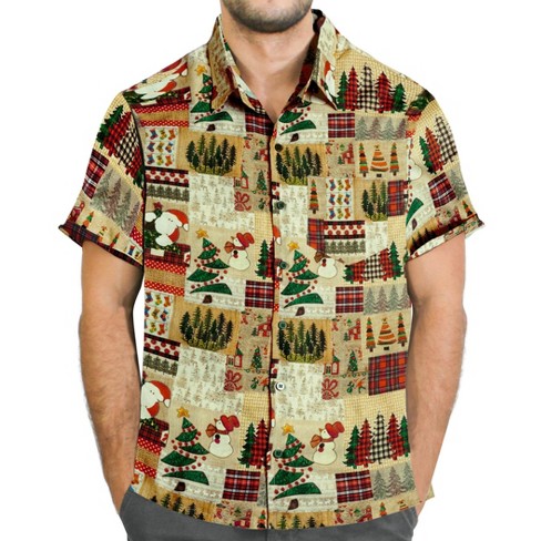 LA LEELA Men's Ugly Christmas Tree Hawaiian Shirts Short Sleeve Button Down Shirt Mens Casual Vacation Party Aloha Gifts Shirts for Men - image 1 of 4