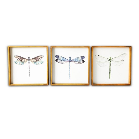 (Set of 3) 20" x 20" Dragonflies Wood Framed Wall Canvas - Gallery 57 - image 1 of 4