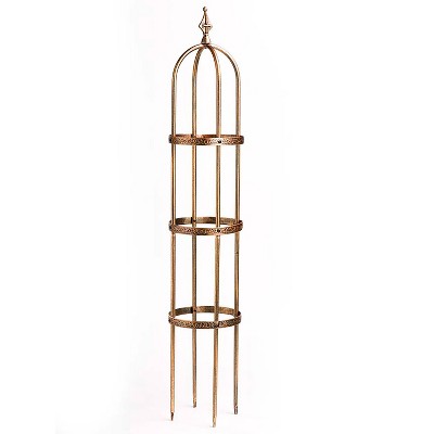 Plow & Hearth Metal Garden Obelisk | Indoor/Outdoor | Powder-Coated Steel | Trellis for Climbing | Floral Pattern | 5 feet tall | Antique Copper