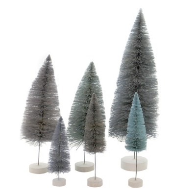 Cody Foster 15.5" Spectrum Trees Winter Blue Bottle Brush Village Decorate  -  Decorative Figurines