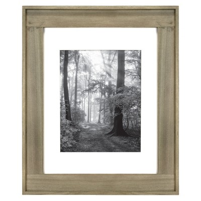 11" x 14" Matted to 8" x 10" Plank Wood Wall Frame Brown - Threshold™