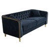 87.01" Wide Velvet Chesterfield Sofa, Modern Tufted Design with Gold Accents, 750lb Weight Capacity and Removable Cushions - 3 of 4