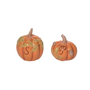 Transpac Dolomite 3.25 in. Orange Harvest Pretty Pumpkin Salt and Pepper Shakers Set of 2 - 1 of 4