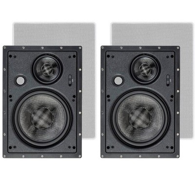 Photo 1 of Monoprice 3-Way Carbon Fiber In Wall Speakers - 8 Inch (Pair) With Paintable Magnetic Grille For Home Theater - Alpha Series
