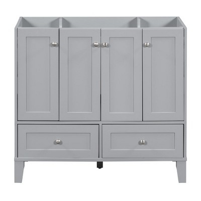 36 Inch Bathroom Vanity, Bathroom Cabinet With 2 Drawers, 4 Soft Closing Doors, Solid Wood Frame