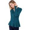 Allegra K Women's Slim Fit V-Neck Long Sleeve Ribbed Pullover Knitted Peplum Sweater - 3 of 4