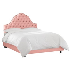 Haley Nail Button Tufted Arch Bed - Twin - Linen Petal - Skyline Furniture, Petal Linen