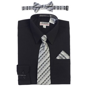Gioberti Boy's Long Sleeve Dress Shirt and Plaid Tie Accessories Set - 1 of 4