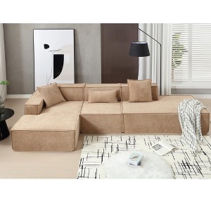 129.5"W Modular Sectional Sofa Couch, L-shaped Minimalist Free Installation Tofu Block Sofa 4L -ModernLuxe - 1 of 4