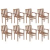 vidaXL 8 pcs Patio Chairs - Stackable, Solid Teak Wood, Fine-Sanded - Suitable for Outdoor, Garden, Home, Office - Brown - 2 of 4