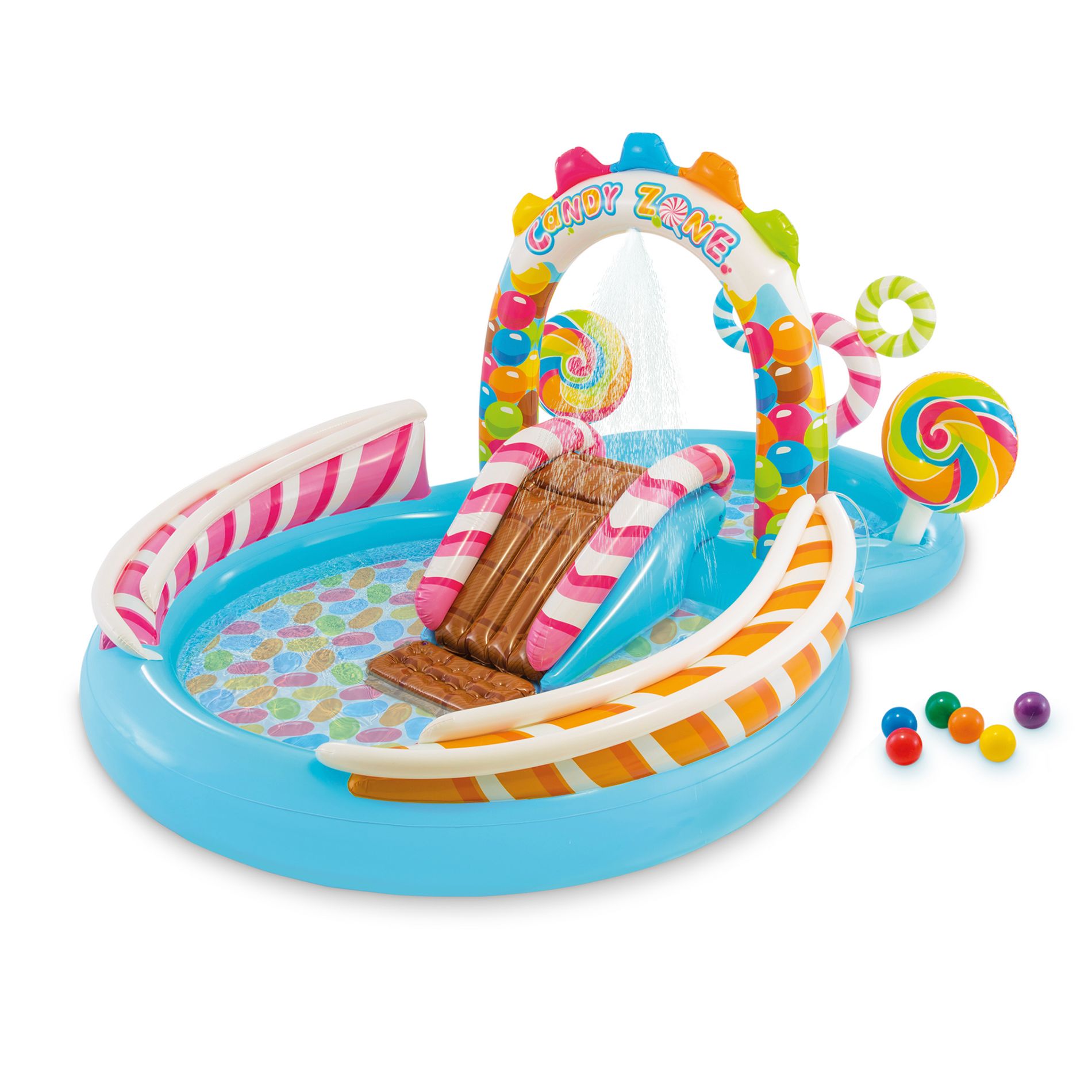Intex 9' x 6' x 51" Kids Inflatable Candy Zone Play Center Pool with Waterslide