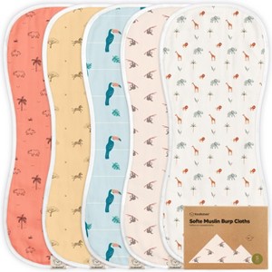 KeaBabies 5pk Organic Softe Muslin Burp Cloths for Baby Girls and Boys, Large Absorbent Burping Cloths for Babies, Baby Burp Clothes - 1 of 4