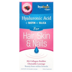 Hyalogic HA Collagen Builder, Hyaluronic Acid + Biotin +Silica, Mixed Berry, 30 Chewable Lozenges - 1 of 4