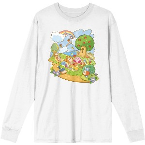 Kirby Pupupu Picnic Mens White Graphic Long Sleeve Tee - 1 of 2