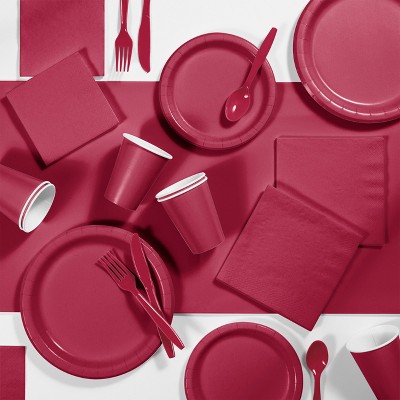  245pk Party Supplies Kit Burgundy Red 