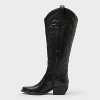 Women’s Kenzie Wide Calf Tall Western Boots with Memory Foam Insole – Wild Fable™ Jet Black 9.5WC: Knee-High, Block Heel - 2 of 4
