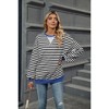 Womens Striped Oversized Sweatshirt Color Block Crew Neck Long Sleeve Casual Loose Pullover Workout Top Clothes - 3 of 4