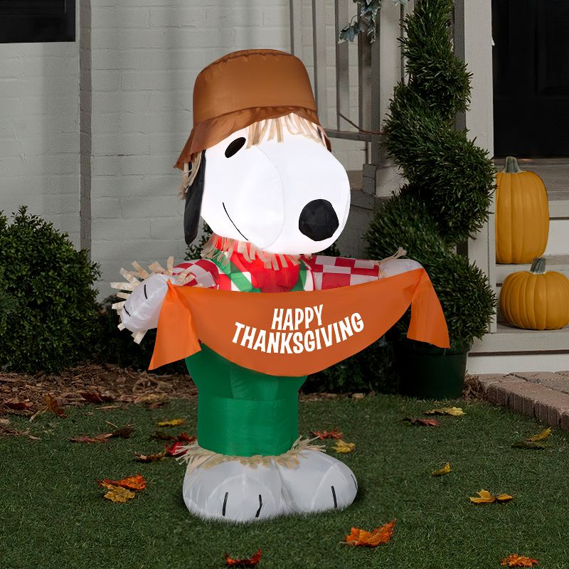 Peanuts Airblown Inflatable Snoopy as Scarecrow Peanuts , 3.5 ft Tall, Multicolored, 2 of 5