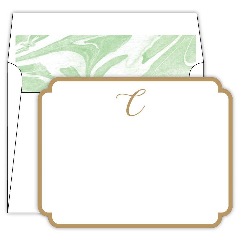 Photos - Envelope / Postcard 10ct Marble Cards Die-Cut Social Set Monogram C