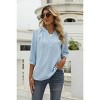 Women's Casual 3/4 Sleeve Henley V-Neck Button Up Pleated Back Blouses Swiss Dot Blouse Tops T-Shirts - 3 of 4