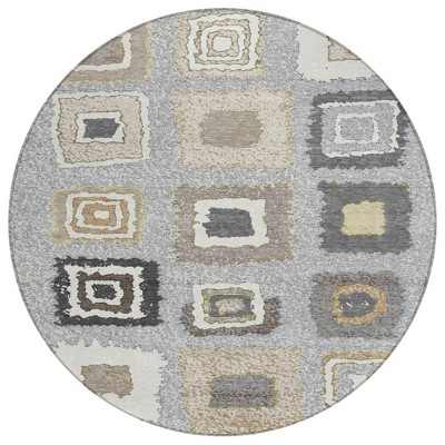 Gray Charcoal And Beige Geometric Washable Indoor Outdoor Area Rug
