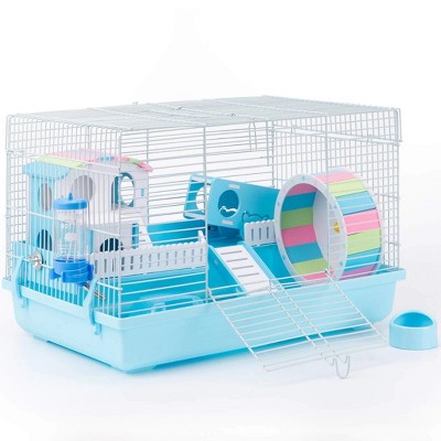 Mewoofun Pet Crates And Houses Large Hamster Cage Gerbil Cage, Mouse Cage Small Animal Cage Hamster House, Blue, 18.5"*11.8"*11.8"