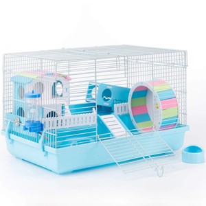 Mewoofun Pet Crates And Houses Large Hamster Cage Gerbil Cage, Mouse Cage Small Animal Cage Hamster House, Blue, 18.5"*11.8"*11.8" - 1 of 4