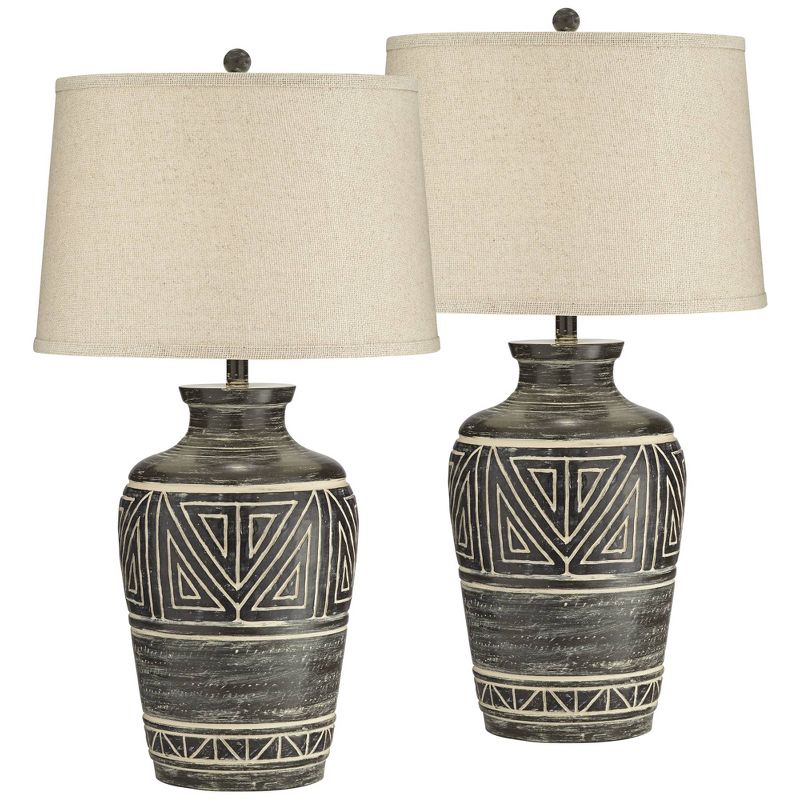 John Timberland Miguel 32" Tall Jar Large Southwest Rustic Western End Table Lamps Set of 2 Black Earth Tone Finish Living Room Bedroom Bedside, 1 of 10