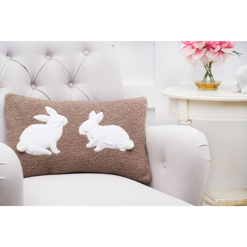 C&F Home 12" x 20" Easter Bunny Rabbit Duo Tufted Decorative Throw Pillow, 4 of 6