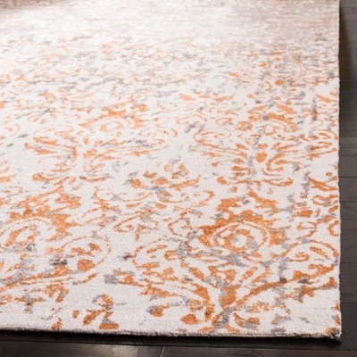 Handmade Ivory/Rust Tufted Wool-Viscose Blend Rectangular Rug 4' x 6'