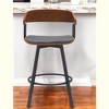 HomeRoots 27" Gray and Black Faux Leather with Metal Swivel Counter Height Bar Chair - 2 of 4