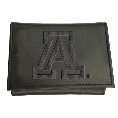 Evergreen NCAA Arizona Wildcats Black Leather Trifold Wallet Officially Licensed with Gift Box