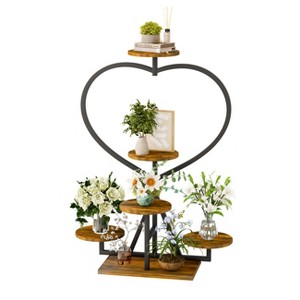 Artloge 5 Tiers Heart-shape Plant Rack Industrial Metal Plant Display Stand Floor Flower Pot Shelf for Home Patio Garden - 1 of 4