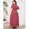 BLUEMING Summer Maxi Dress for Plus Size Women Tie Wasit Surplice Dress Flutter Sleeve A-Line Dress - 2 of 4