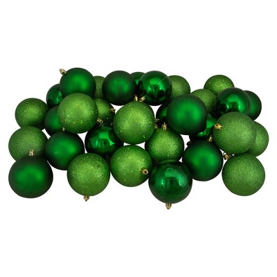 Northlight 32ct Shatterproof 4-Finish Christmas Ball Ornament Set 3.25" - Green