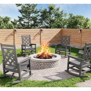 Coucheta Oversized Rocking Chair Set of 4 - HDPE All-Weather Rockers for Patio & Backyard (380lb Capacity) - 1 of 4