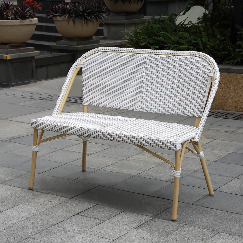 Photos - Garden Furniture Alertis Patio Wicker Bench - Gray/White - miBasics