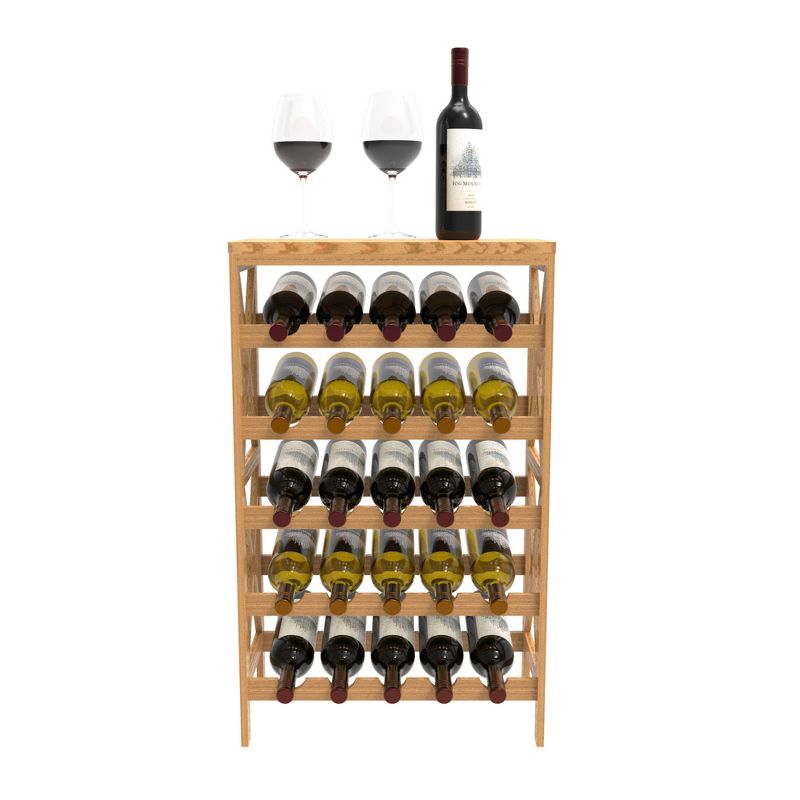 Hastings Home 25-Bottle Holder Freestanding Rack with Tabletop, Brown, 3 of 8