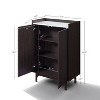 LuxenHome Modi Wenge Accent Cabinet with 2 Doors, Open Storage & Raised Sides, Faux Marble Top, Manufactured Wood Dark Brown - 3 of 4