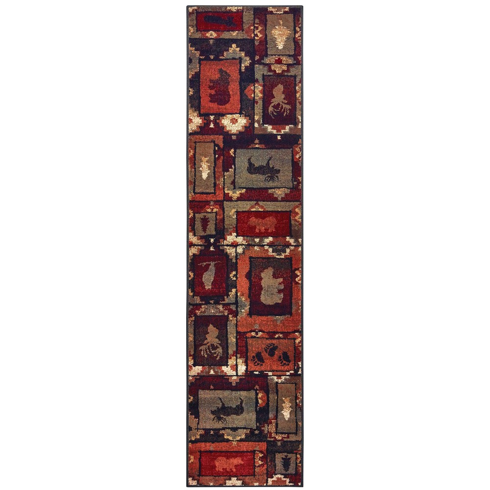 Photos - Area Rug 1'10"x7'6" Weston Forest Impressions Runner Rug Brown/Rust - Captiv8e Desi