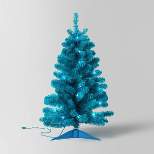 3' Pre-lit Teal Blue Alberta Spruce Mini Artificial Christmas Tree Clear Lights - Wondershop™