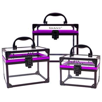 Claire's Features - Caboodles Makeup Case, on The Go Girl Large Organizer Storage Box with Mirror - Violet Over Clear Sparkle: 12 x 9.4 x 6 Inches