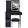 50.40"Small Size Left Drawer Desktop Vanity Table + Cushioned Stool, 2 AC+2 USB Power Station, Hair dryer bracket, Black - 2 of 4