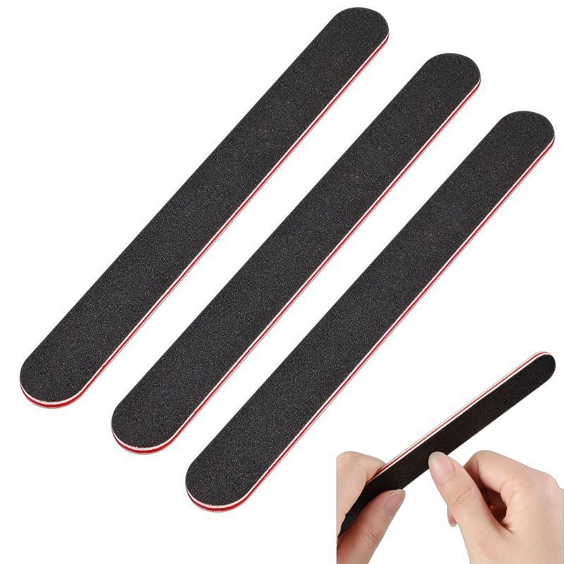 Zodaca 3 Pack Sponge Nail Files and Buffer, 100/180 Grit for Professional Buffing Natural & Acrylic Nails Manicure, Black, 1 of 7