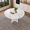 47" Farmhouse Round Dining Table for 4, Rustic Wood Grain Kitchen Table, Modern Dining Room Table with Cross Pedestal Base-The Pop Home - 2 of 4