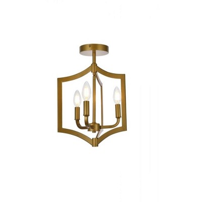 Elegant Lighting Kiera 3 lights flush mount in brass