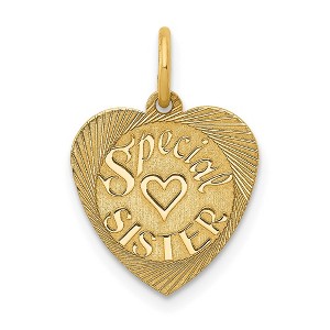 Black Bow Jewelry 14k Yellow Gold Special Sister Heart Charm or Pendant, 13mm - 1 of 4