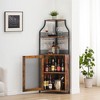 Corner Wine Bar Rack Cabinet with Detachable Wine Rack, Home Bar Cabinet with Barn Door and Adjustable Shelf - 3 of 4