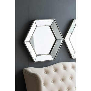 CAVINAS Square Wall Mirrors with Metal Frame,Wall-Mounted Mirror with Floral Accents,Decorative Mirror for Bathroom,Living Room - 1 of 3
