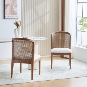 Christopher Knight Home Whim Rubber Wood Dining Chair with Rattan Back (Set of 2) - 1 of 4